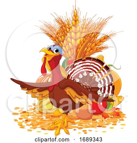 Thanksgiving Turkey Bird with Harvest Foods by Pushkin