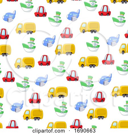 Seamless Pattern Background of Transport Toys by yayayoyo
