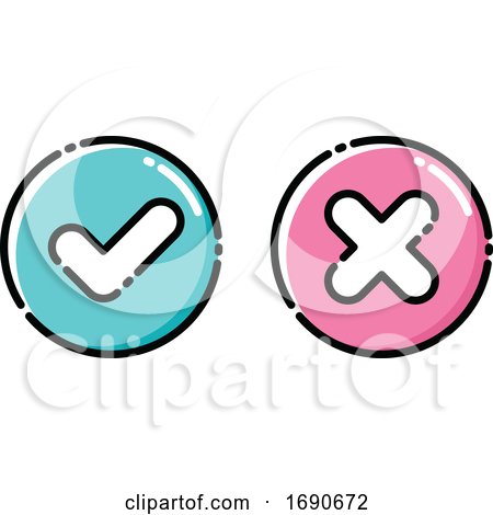 Icons of Green Tick and Red Cross Checkmarks by elena