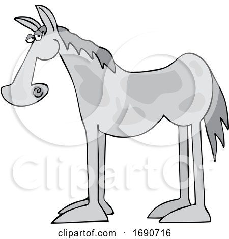 Cartoon Gray Horse in Profile by djart
