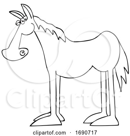 Cartoon Black and White Horse in Profile by djart