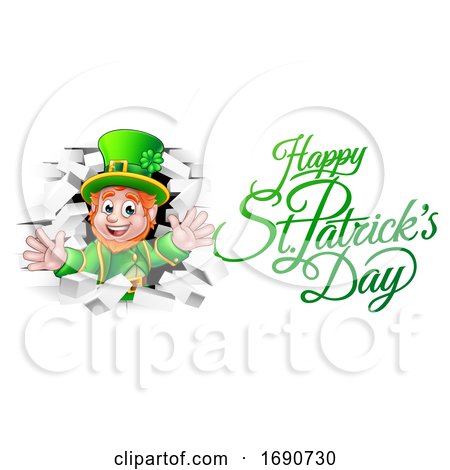 Leprechaun and Happy St Patricks Day Greeting by AtStockIllustration