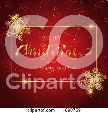 Christmas Background with Decorative Text and Glitter Snowflakes by KJ Pargeter