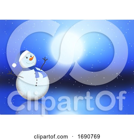 Christmas Background with Cute Snowman by KJ Pargeter