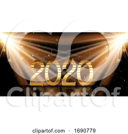 Happy New Year Background with Gold Numbers Under Spotlights by KJ Pargeter