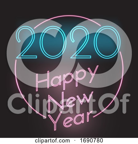 Happy New Year Neon Style Background by KJ Pargeter