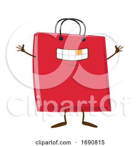 Cartoon Red Shopping Bag Mascot by Domenico Condello