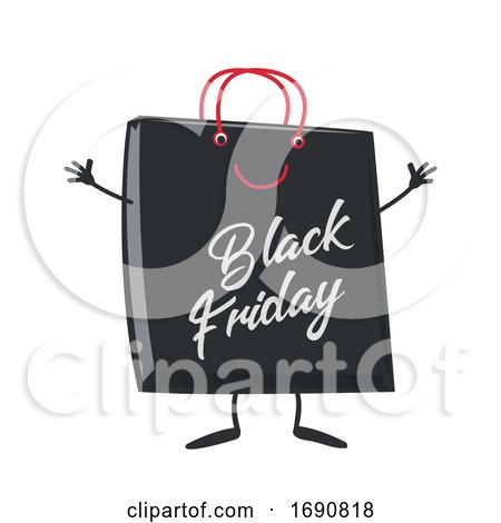 Cartoon Black Friday Sale Shopping Bag Mascot by Domenico Condello