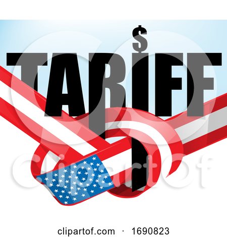 United States Flag Ribbon and Tariff Text by Domenico Condello