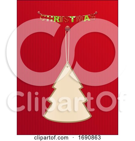 Christmas Tree Tag and Bunting on Red Cardboard by elaineitalia