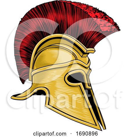 Ancient Greek Spartan Gladiator Warrior Helmet by AtStockIllustration