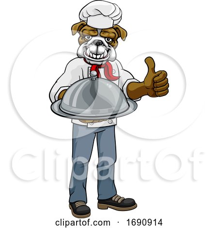 Bulldog Chef Mascot Cartoon Character by AtStockIllustration