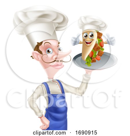Kebab Mascot Cartoon Chef by AtStockIllustration