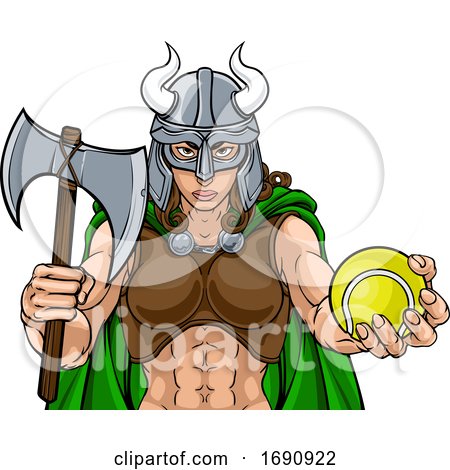 Viking Female Gladiator Tennis Warrior Woman by AtStockIllustration