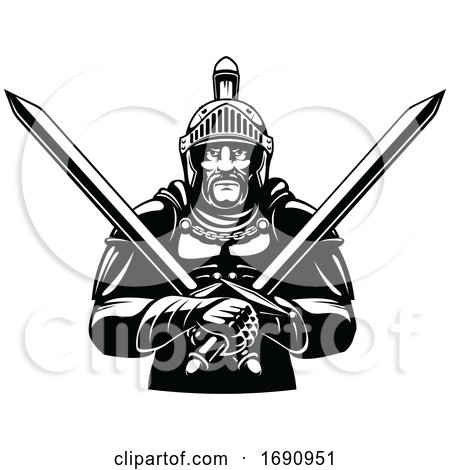 Knight Holding Crossed Swords by Vector Tradition SM