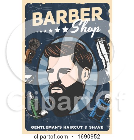 Barber Shop Gentlemans Haircut and Shave Design by Vector Tradition SM