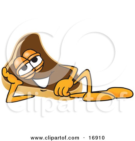 Clipart Picture of a Meat Beef Steak Mascot Cartoon Character Lying on His Side and Resting His Head on His Hand by Mascot Junction
