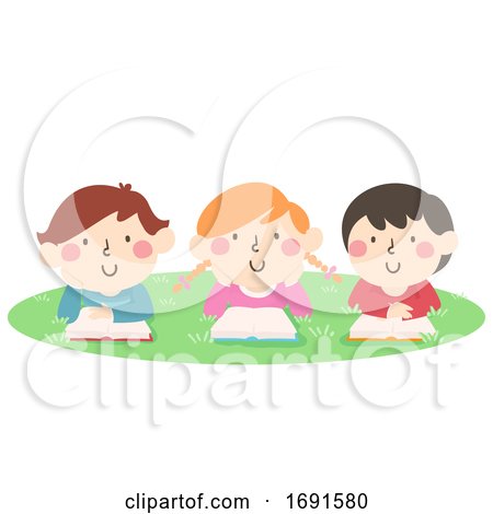 Kids Read Book Outdoor Activity Illustration by BNP Design Studio