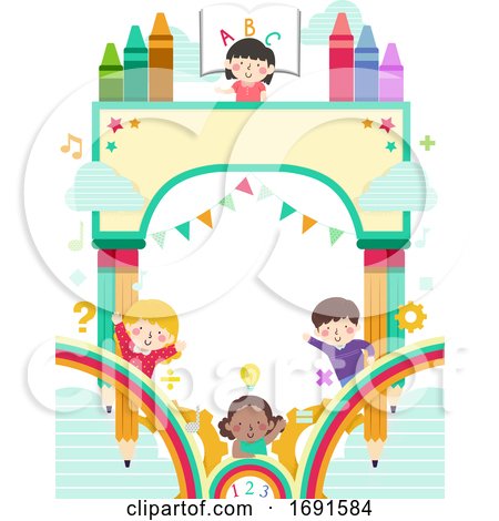 Kids School Arch Bunting Background Illustration by BNP Design Studio