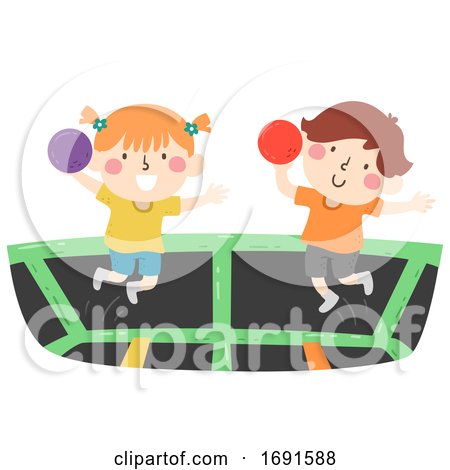 Kids Trampoline Dodgeball Illustration by BNP Design Studio