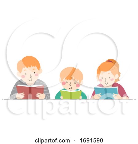 Kids Different Ages Read Book Illustration by BNP Design Studio