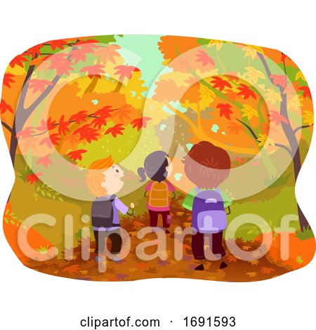 Stickman Kids Autumn Forest Path Illustration by BNP Design Studio