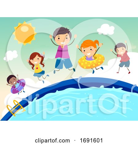 Stickman Kids Jump Pool Illustration by BNP Design Studio