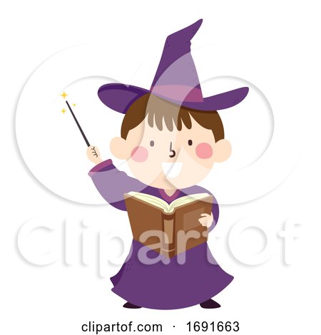 Kid Boy Wizard Wand Book Illustration by BNP Design Studio