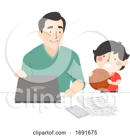 Kid Boy Dad Basketball Play Family Illustration by BNP Design Studio