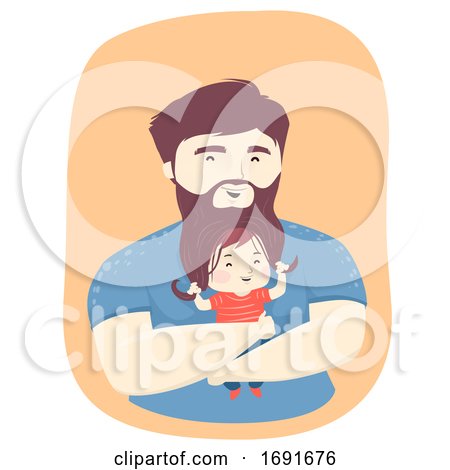 Kid Boy Dad Man Playing Beard Illustration by BNP Design Studio