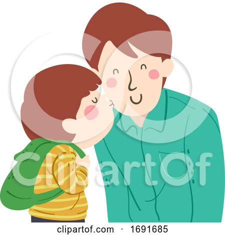 Kid Boy Kiss Dad Man Cheek Illustration by BNP Design Studio