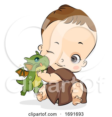Kid Boy Baby Toddler Pet Dragon Illustration by BNP Design Studio