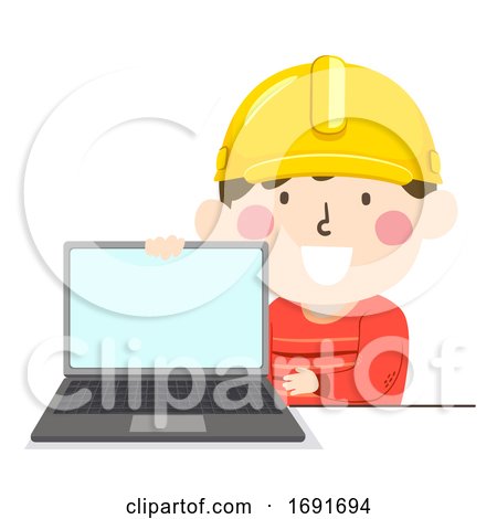 Kid Boy Check Safety Online Illustration by BNP Design Studio