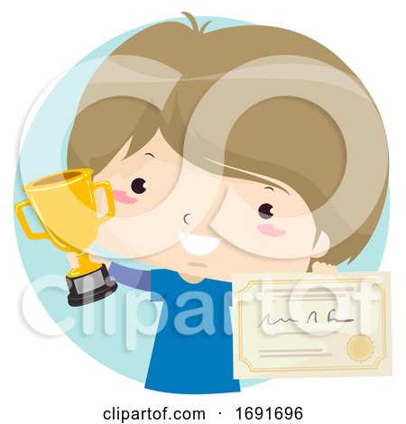 Kid Boy Winner Trophy Certificate Illustration by BNP Design Studio