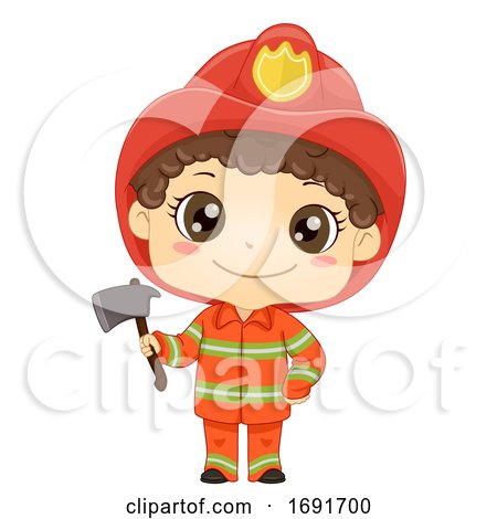 Kid Boy Fireman Ax Illustration by BNP Design Studio