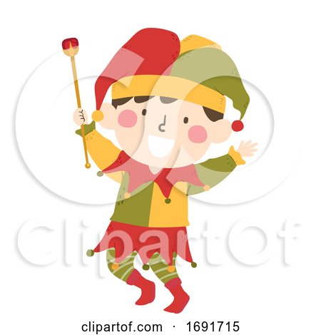 Kid Boy Medieval Jester Illustration by BNP Design Studio