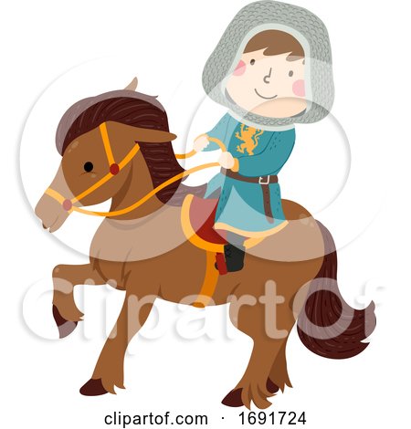 Kid Boy Squire Ride Horse Illustration by BNP Design Studio