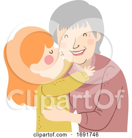 Kid Girl Kiss Grandma Cheek Illustration by BNP Design Studio