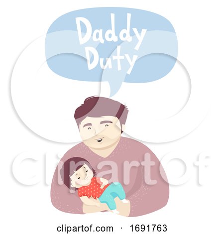Kid Girl Man Dad Daddy Duty Illustration by BNP Design Studio
