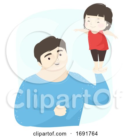 Kid Girl Dad Man Hand Balance Illustration by BNP Design Studio