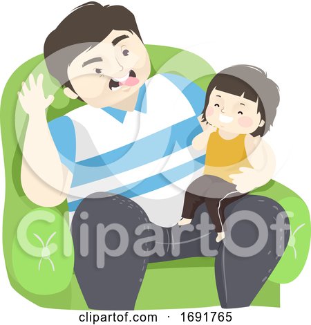 Kid Girl Man Dad Laughing Together Illustration by BNP Design Studio
