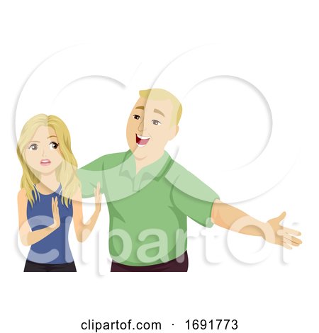 Teen Girl Man Dad Hug Feel Awkward Illustration by BNP Design Studio
