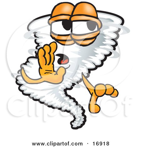 Clipart Picture of a Tornado Mascot Cartoon Character Whispering by Mascot Junction