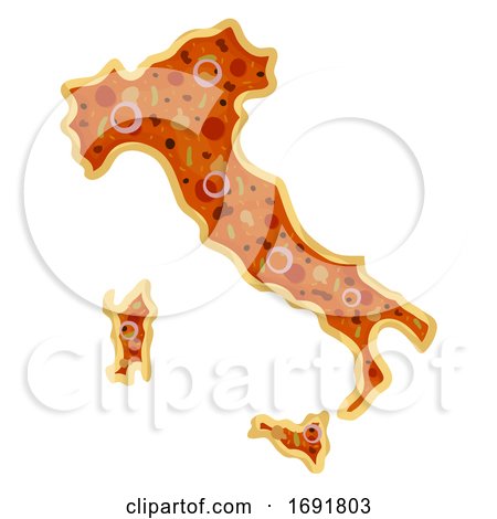 Italy Map Pizza Illustration by BNP Design Studio