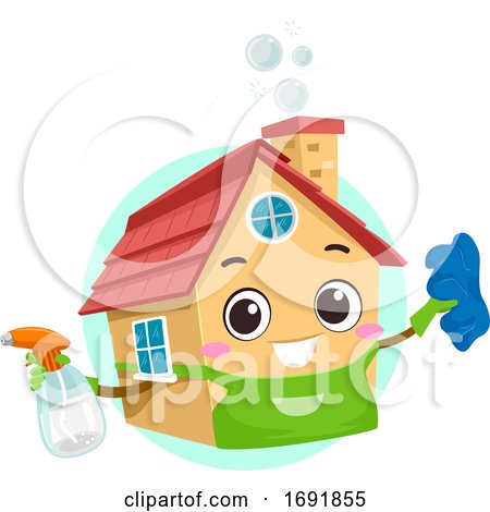 Mascot House Spring Cleaning Illustration by BNP Design Studio