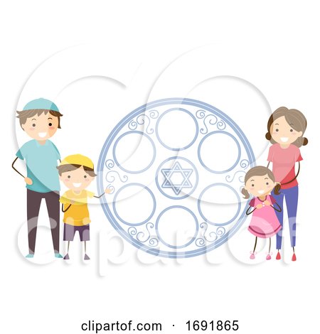 Stickman Jewish Family Passover Plate Illustration by BNP Design Studio