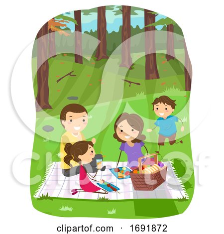 Stickman Family Forest Picnic Illustration by BNP Design Studio