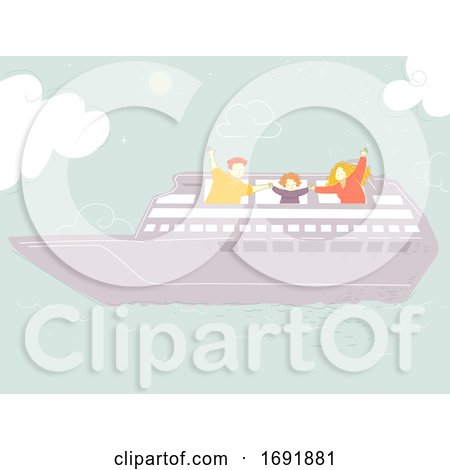 Family Trip Cruise Ship Illustration by BNP Design Studio