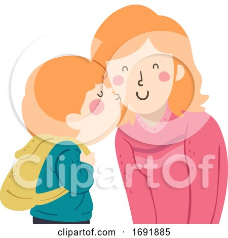 Kid Boy Kiss Mom Cheek Illustration by BNP Design Studio