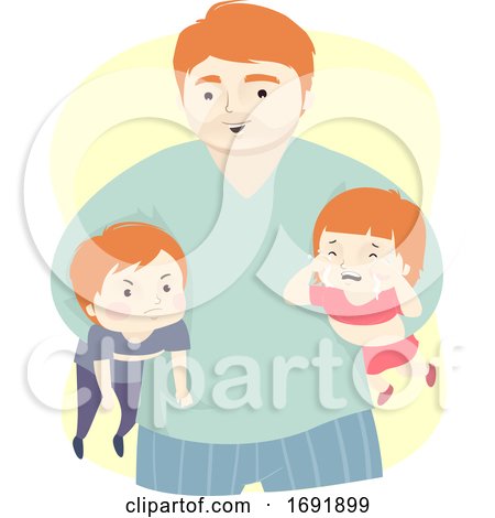 Kids Dad Man Quarrel Referee Illustration by BNP Design Studio